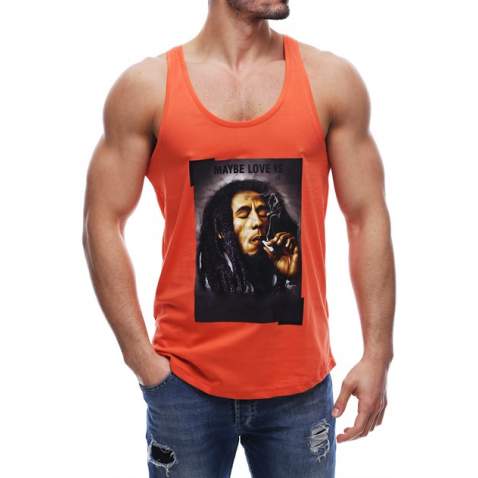 Madmext Orange Bob Marley Printed T-shirt for Men 2634 - Turuncu