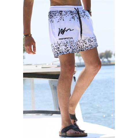 Black Printed Swim Shorts 5782 - Siyah