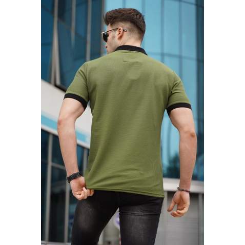 Men Basic Khaki Green Polo T-Shirt - Haki yeşili