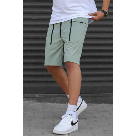 Men Basic Almond Green Capri Shorts - Çağla yeşili