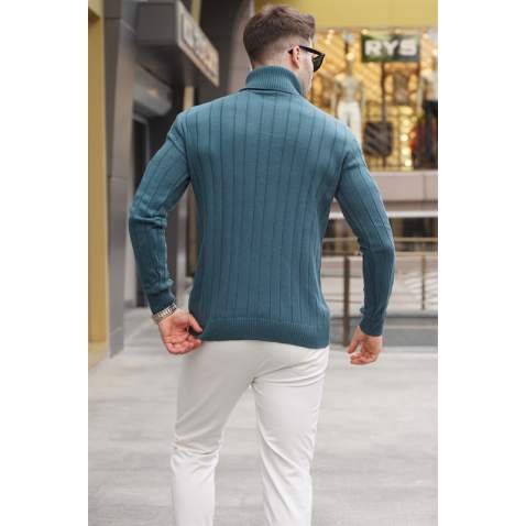 Petrol Green Turtleneck Knitwear Sweater 5763 - Petrol yeşili