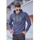 Madmext Navy Blue Printed Hoodie 4361 - Lacivert