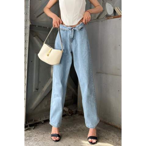 Mad Girls Light Blue Palazzo Jeans Mg1151 - Açık mavi