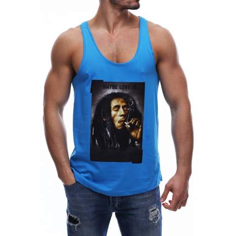 Madmext Turquoise Bob Marley's Printed T-shirt for Men 2634 - Turkuaz