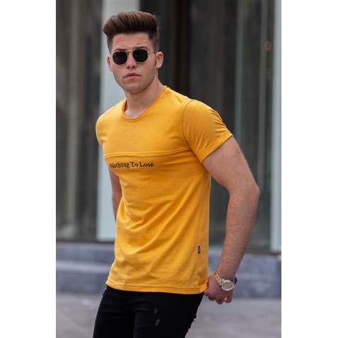 Madmext Yellow Printed T-shirt for Men 4446 - Sarı