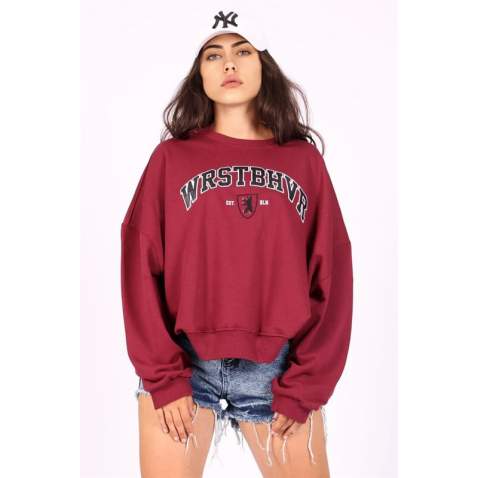 Mad Girls Maroon Sweatshirt MG1196 - Bordo