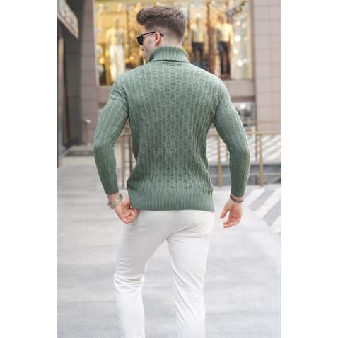 Light Khaki Knitwear Sweater 5759 - Açık haki