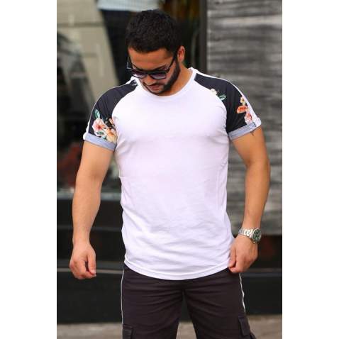 Madmext White Printed T-shirt for Men 4059 - Beyaz