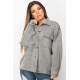 Mad Girls Oversize Gray Woolen Jacket Mg1199 - Gri