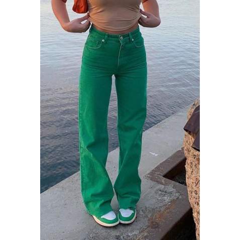 Green High Waist Basic Palazzo Jeans MG1547 - Yeşil