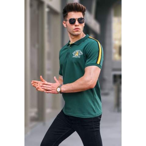 Men Embroided Green Polo T-Shirt 5875 - Yeşil