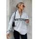 Mad Girls Light Gray Zip Sweatshirt Mg1246 - Karmelanj