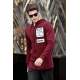 Madmext Claret Red Zipper Detailed Hoodie 4168 - Bordo