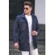 Madmext Men Navy Blue Trench Coat 5108 - Lacivert