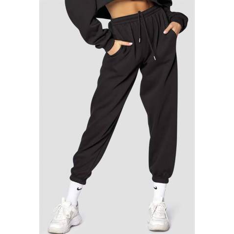 Mad Girls Black Basic Women Sweatpants MG771 - Siyah