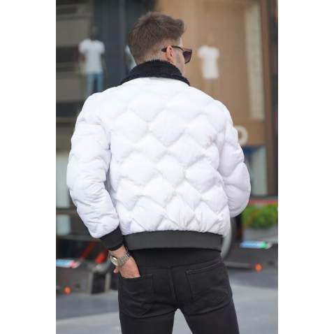 White Puffer Jacket 5739 - Beyaz