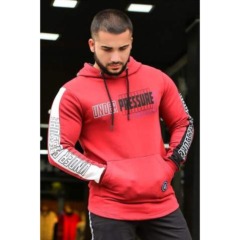 Kapşonlu Baskılı Sweatshirt Bordo 2799 - Bordo