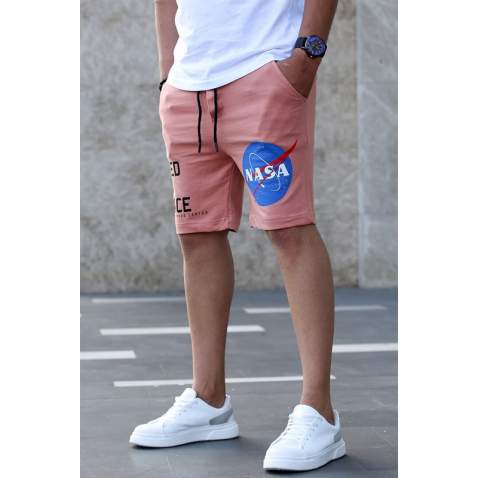 Madmext Soft Pink Nasa Printed Capri for Men 4248 - Pudra