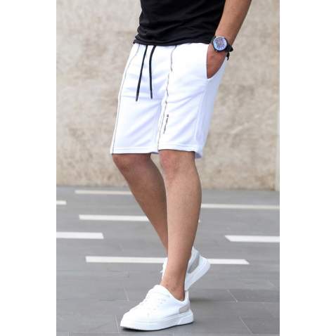 Madmext White Capri Shorts 4849 - Beyaz