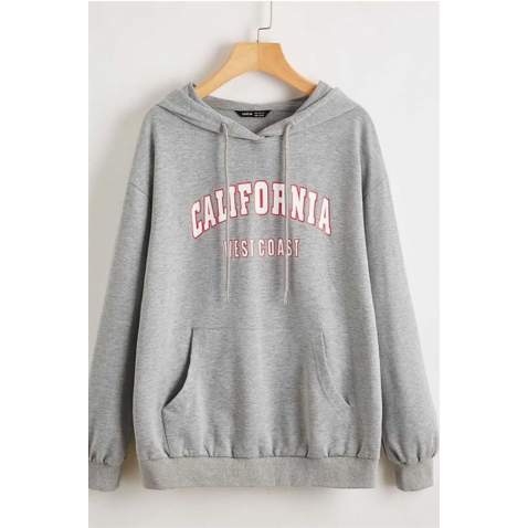 Mad Girls Grey Printed Sweatshirt MG819 - Gri