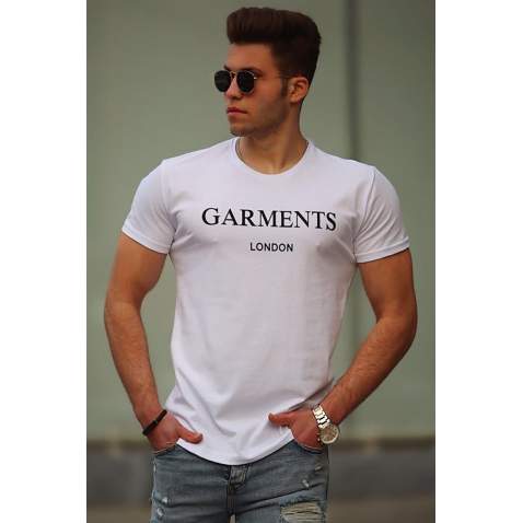 Madmext White Printed T-shirt for Men 4018 - Beyaz