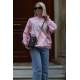 Pembe Baskılı Oversize Kadın Sweatshirt MG1564 - Pembe