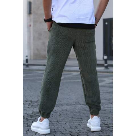 Men Khaki Velvet Sweatpants 5466 - Haki