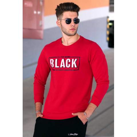 Madmext Red Printed Men Sweatshirt 4755 - Kırmızı