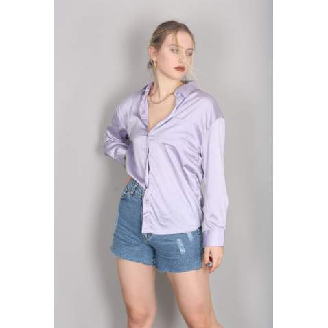 Mad Girls Lilac Satin Shirt MG1104 - Lila