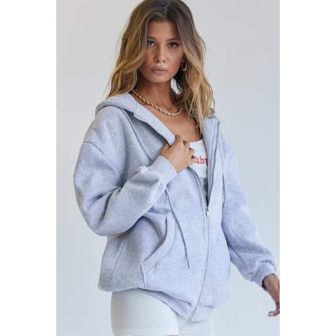 Mad Girls Gray Hoodie Sweatshirt Mg1223 - Karmelanj