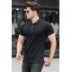 Madmext Men Black Polo Zipper T-shirt 4636 - Siyah