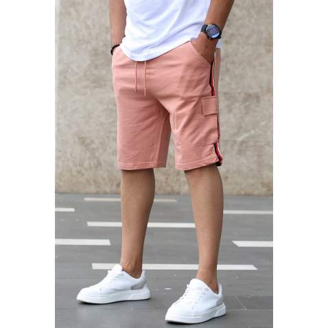 Madmext Soft Pink Striped Fitness Capri for Men 2907 - Pudra