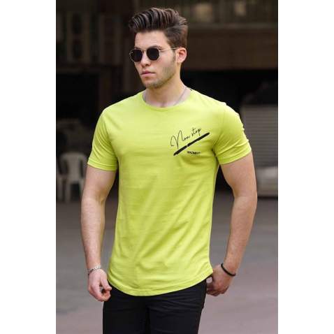 Madmext Green Printed T-shirt for Men 4627 - Yeşil