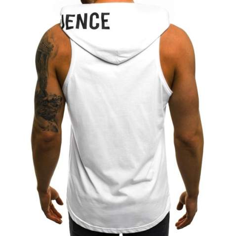 Madmext Men White Hoodie Vest 2537 - Beyaz