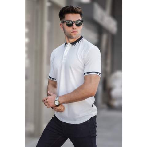 Men Basic White Polo T-Shirt 5893 - Beyaz