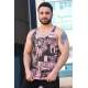 Madmext Men Printed Soft Pink Vest 3088 - Pudra