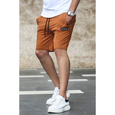 Madmext Taba Zipper Detailed Shorts 4226 - Taba