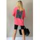 Women Printed Oversize Pink T-Shirt MG1491 - Pembe