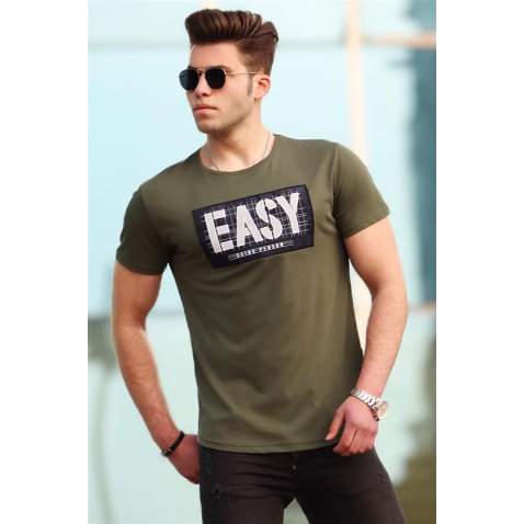 Madmext Khaki Printed T-shirt for Men 4468 - Haki