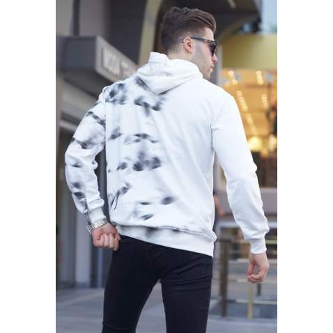 Ecru Embroidered Hoodie Sweatshirt 5897 - Ekru