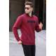 Maroon Printed Hoodie Sweatshirt 6003 - Bordo