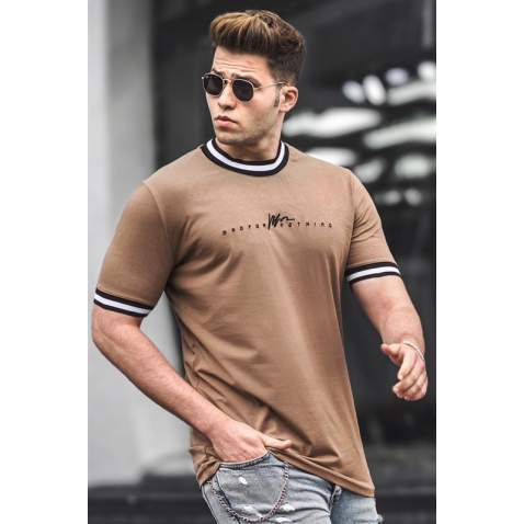 Madmext Men Printed Brown T-shirt 5232 - Kahverengi