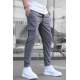 Men Striped Anthracite Cargo Trousers - Antrasit