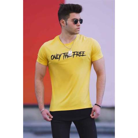 Madmext Yellow Printed T-shirt for Men 4597 - Sarı