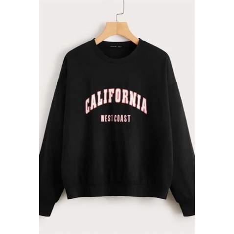 Mad Girls Black Crew-Neck Women Sweatshirt MG789 - Siyah