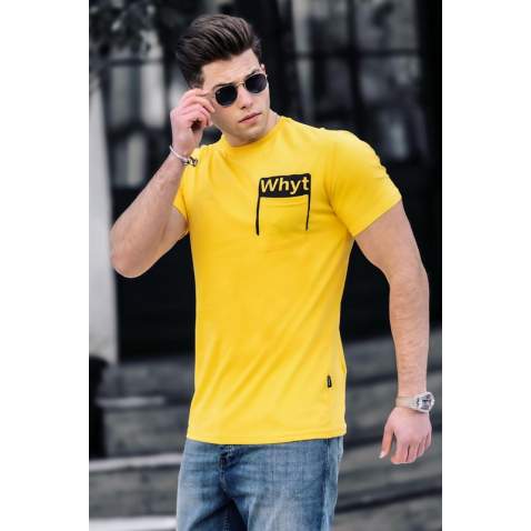 Madmext Yellow Printed T-shirt for Men 4959 - Sarı