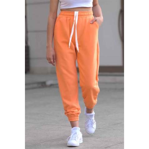 Mad Girls Basic Neon Orange Sweatpants MG304 - Neon turuncu