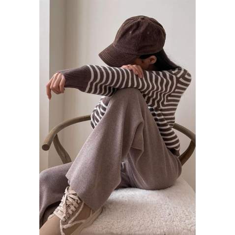 Mad Girls Striped Brown Sweater MG1249 - Vizon