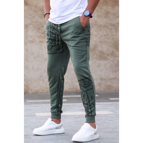 Madmext Men Khaki Jacquard Sweatpants 5431 - Haki