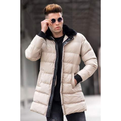 Madmext Men Beige Puffer Coat 5138 - Bej